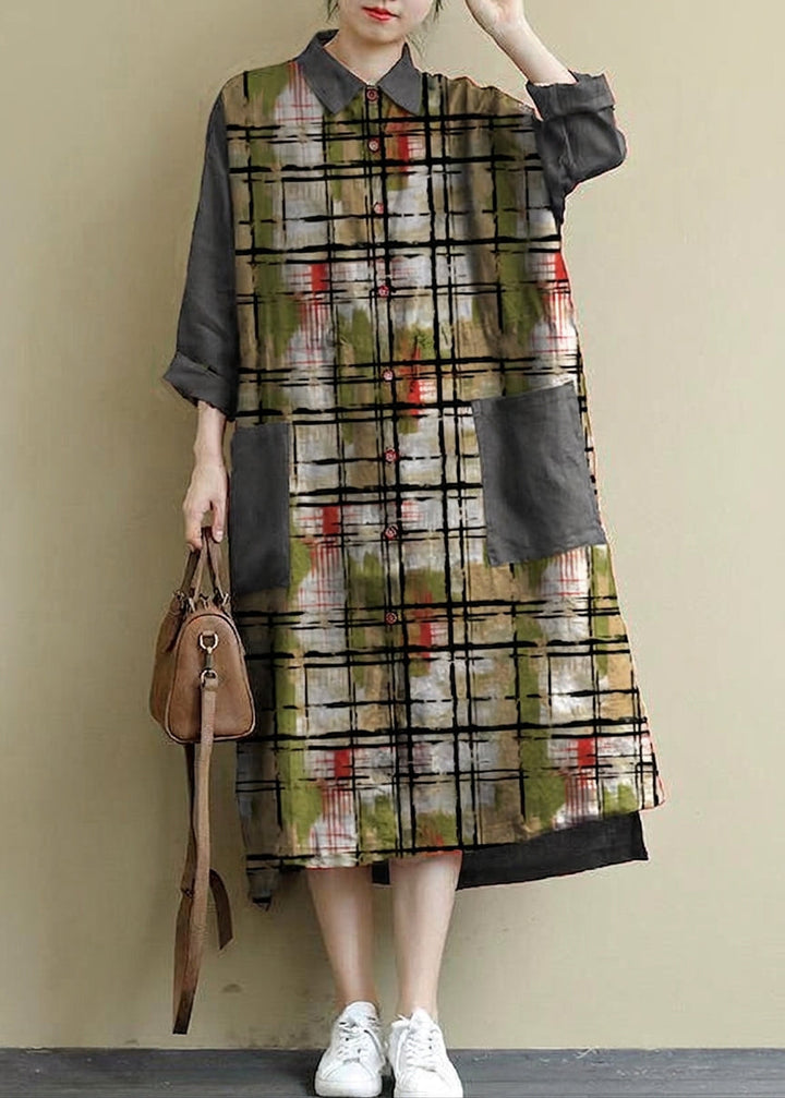 Isolde - Rød Lin Skjortekjole Casual Oversize Vår Maxi Kjoler