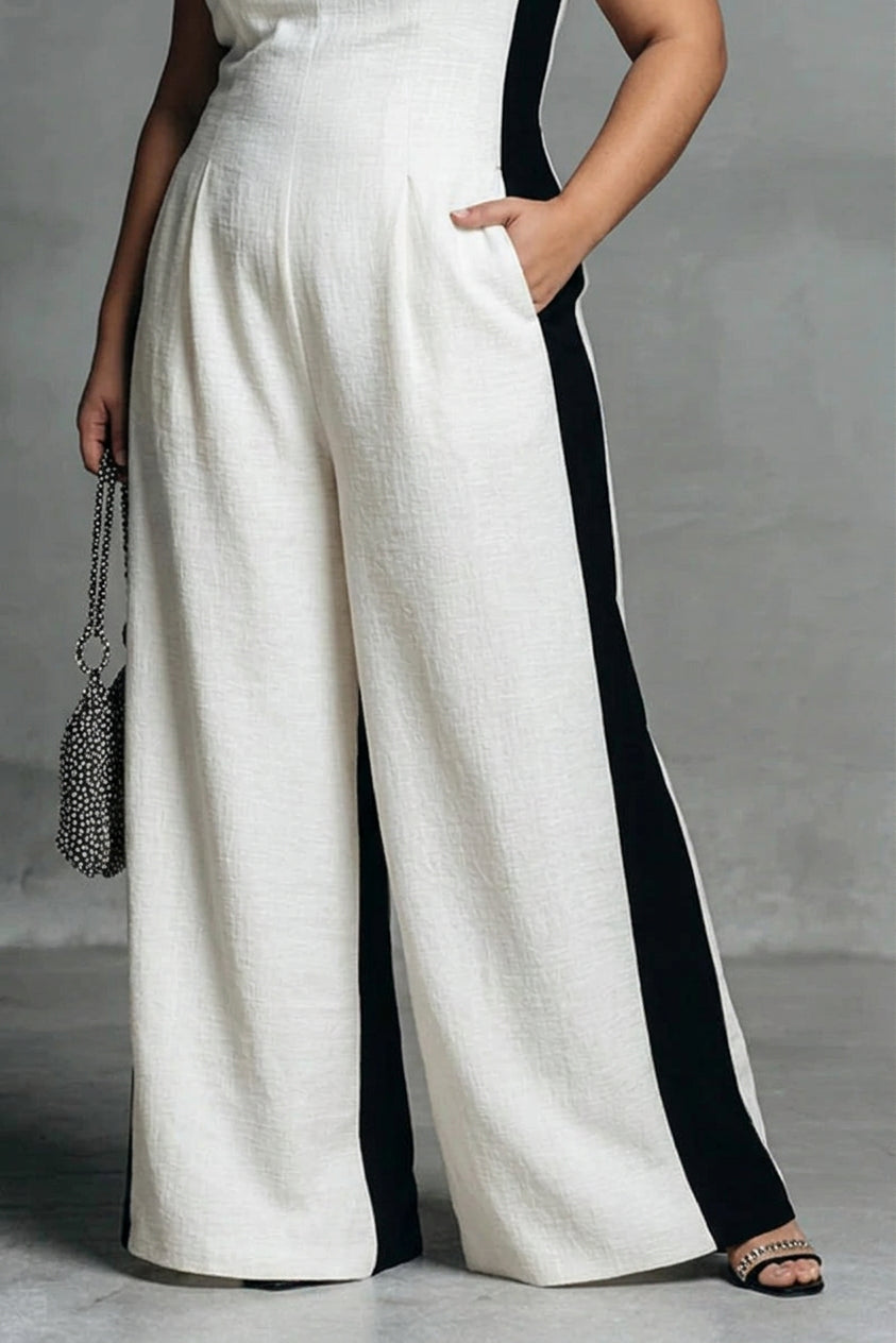 Hana - Svart &amp; Hvit Kontraststripe Jumpsuit
