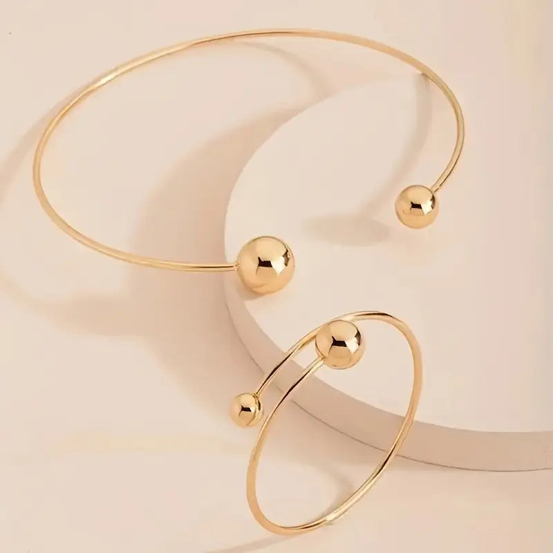 Rui Glow Krage &amp; Mansjett Armbånd Sett | Gull
