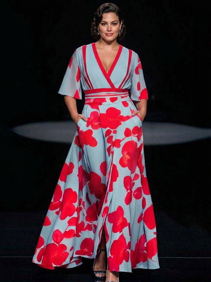 Wynne | Seaside Glam Elegant Mid Sleeve Maxi Dress Ensemble