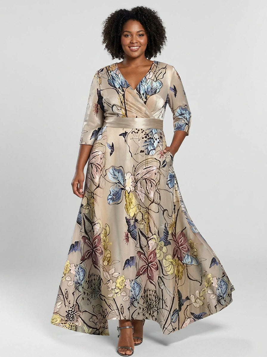 Wynne | Seaside Glam Elegant Mid Sleeve Maxi Dress Ensemble