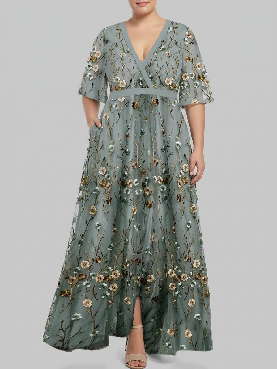 Wynne | Seaside Glam Elegant Mid Sleeve Maxi Dress Ensemble