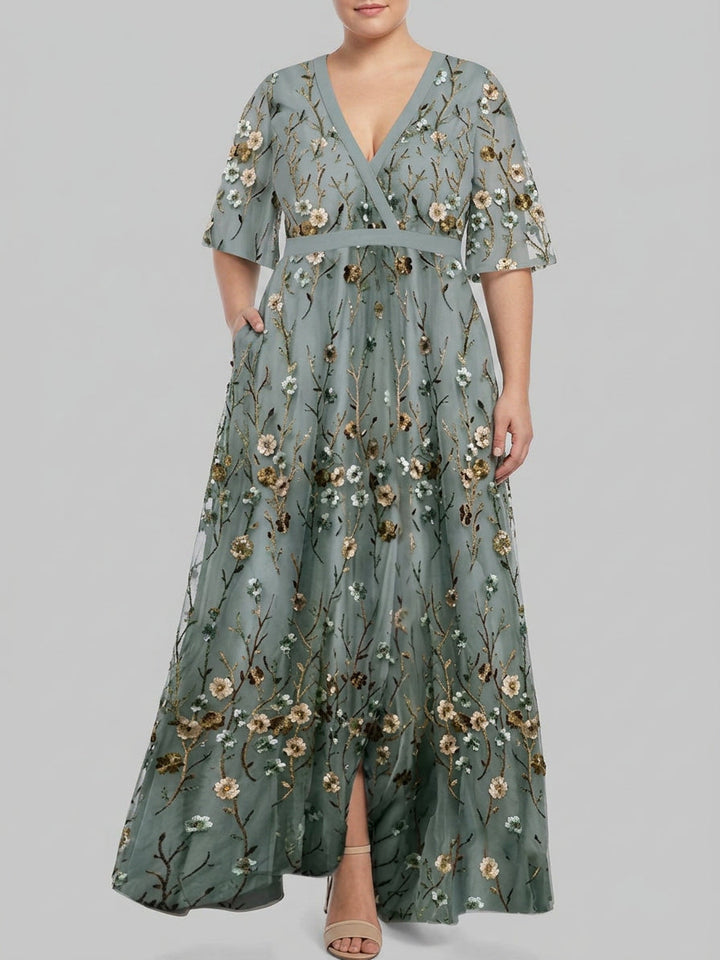 Wynne | Seaside Glam Elegant Mid Sleeve Maxi Dress Ensemble