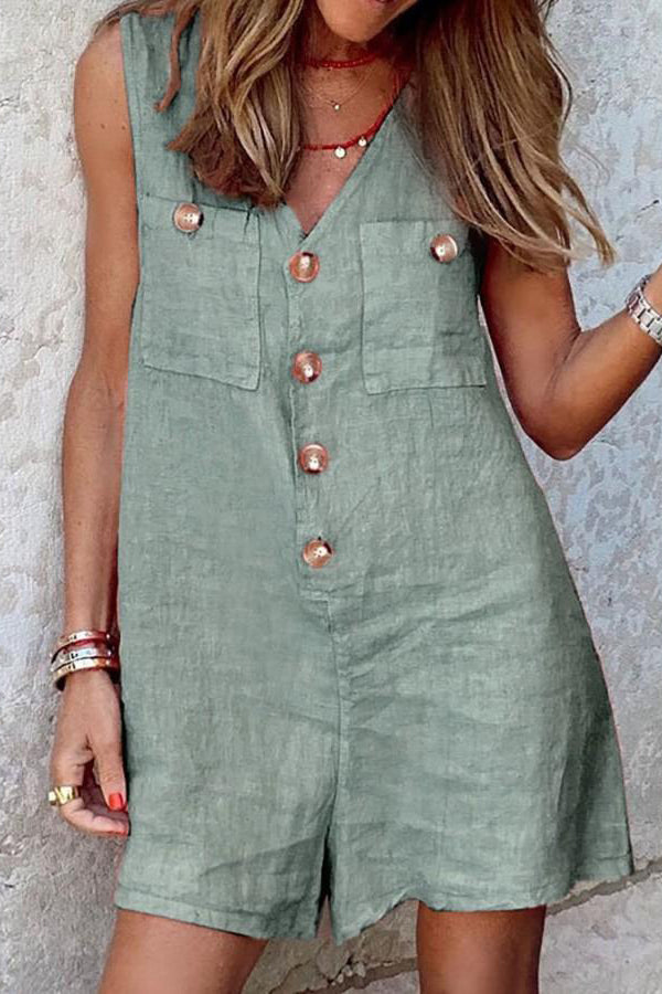 V-hals knapp lapp tank top jumpsuit
