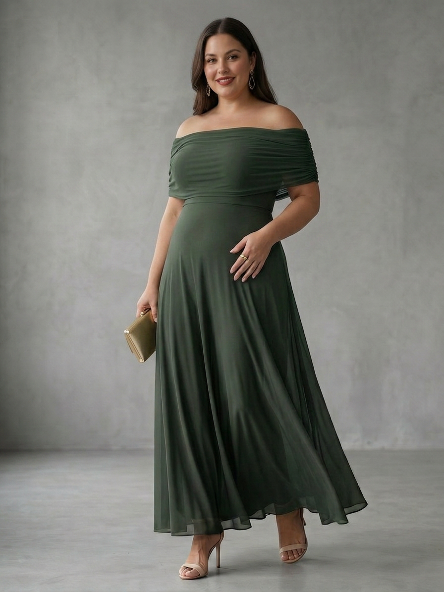 Astrid | Off Shoulder Draped Midi Dress