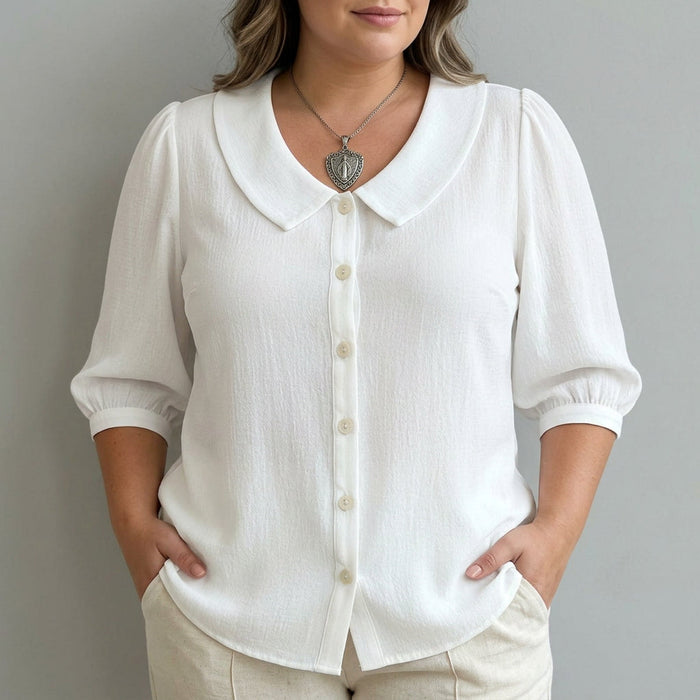 Sylvie | Uformell ensfarget skjorte
