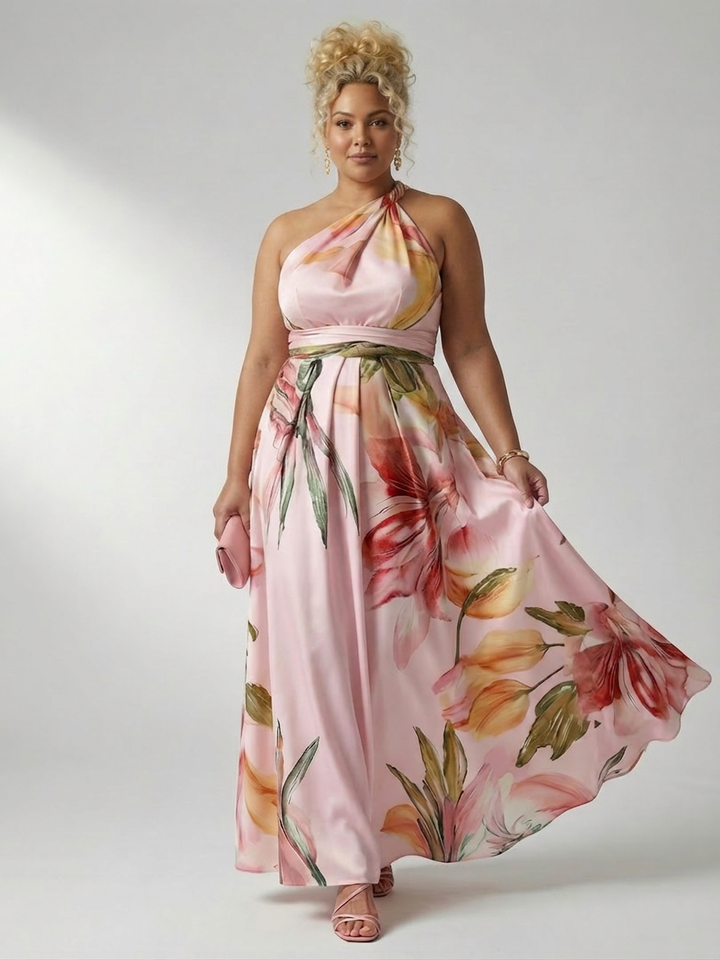 Rhea | Lys Blomstrete Maxi Kjole