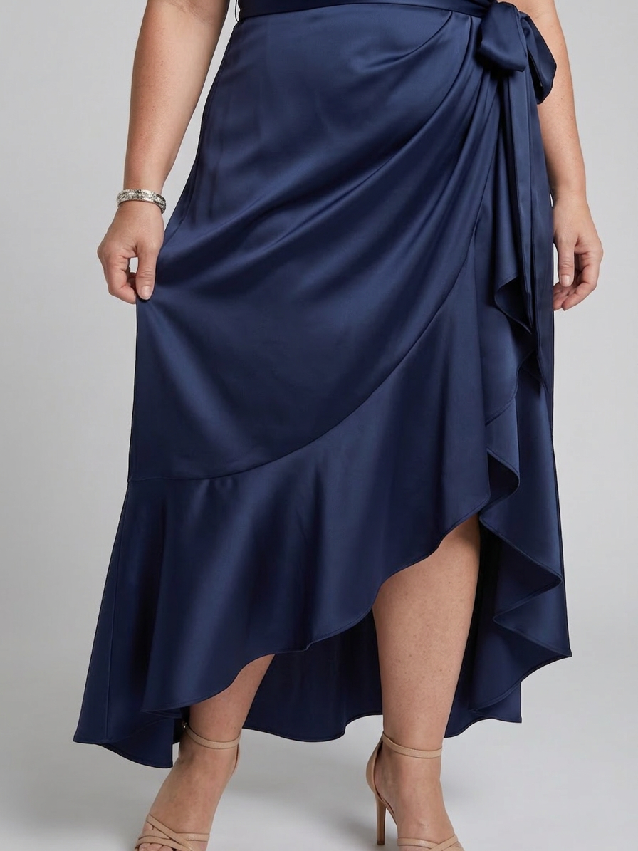 Amina | Halter Neck Wrap Asymmetrisk Hem Midi Kjole