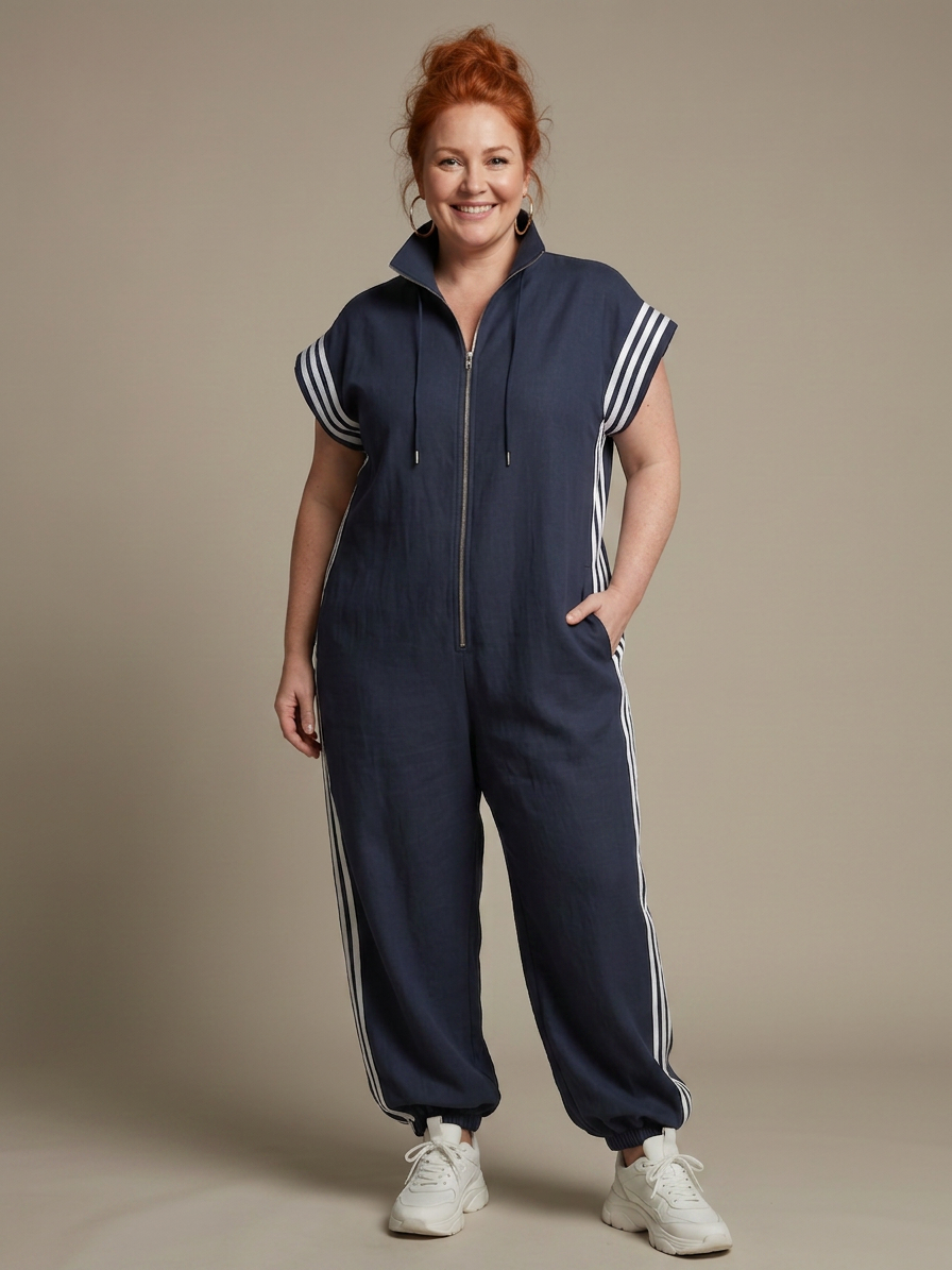 Winslow | Zip Front Stripe Panel Jumpsuit