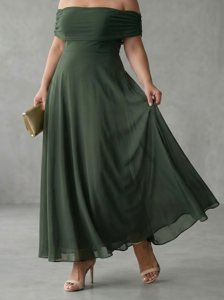 Astrid | Off Shoulder Draped Midi Dress