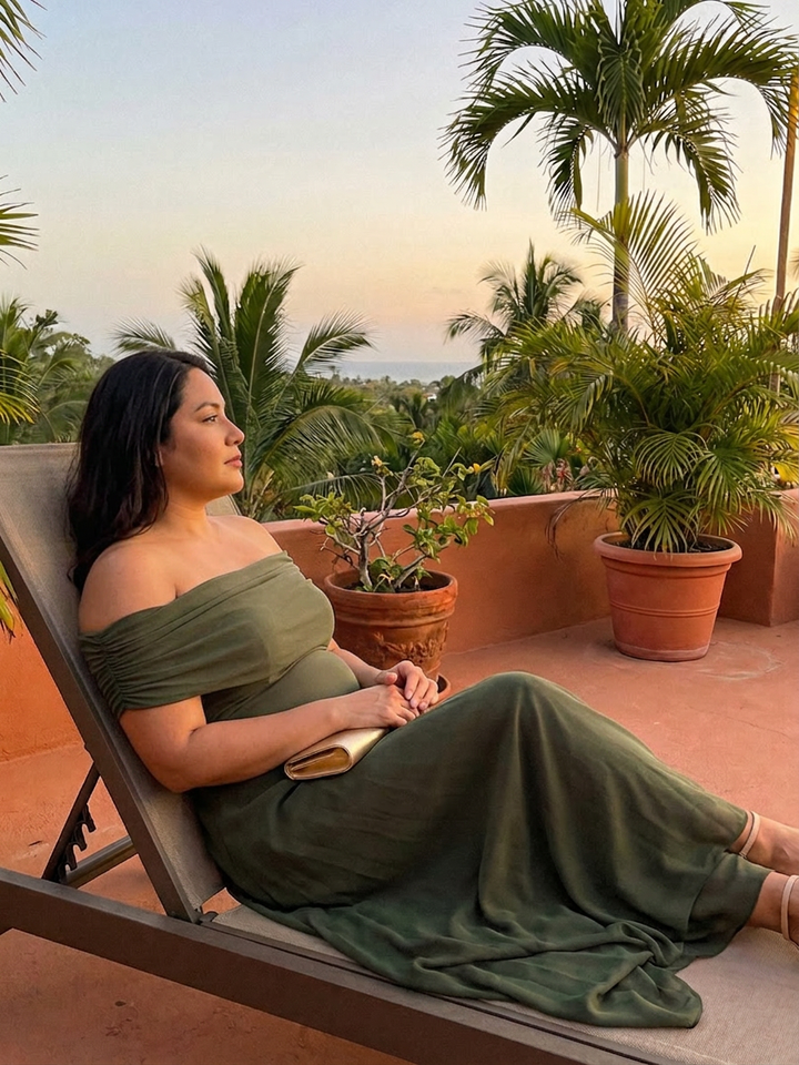 Astrid | Off Shoulder Draped Midi Dress