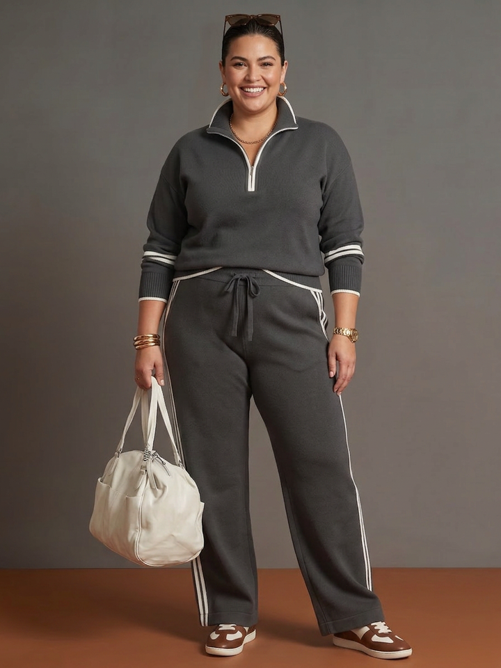 Greer | Zip Neck Langermet Side Stripe Bukse Sett