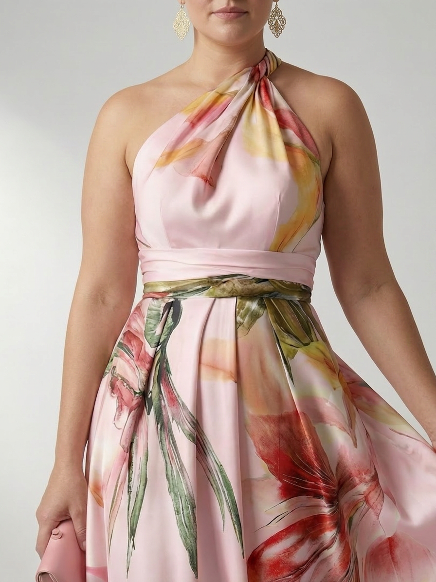 Rhea | Lys Blomstrete Maxi Kjole