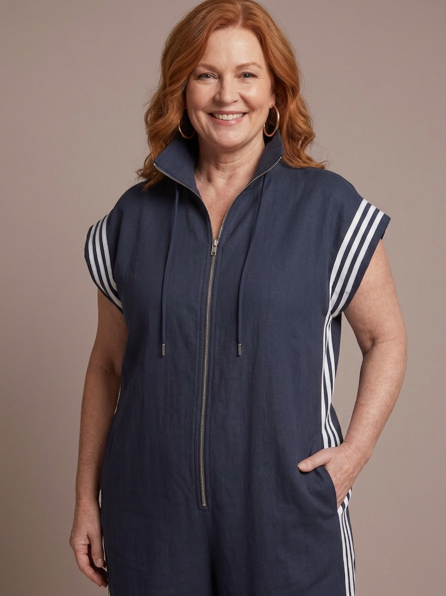 Winslow | Zip Front Stripe Panel Jumpsuit