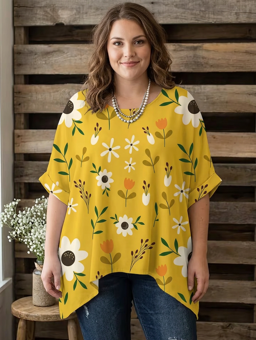 Rhian | Vintage Bohemsk Blomstertrykk Dame T-skjorte