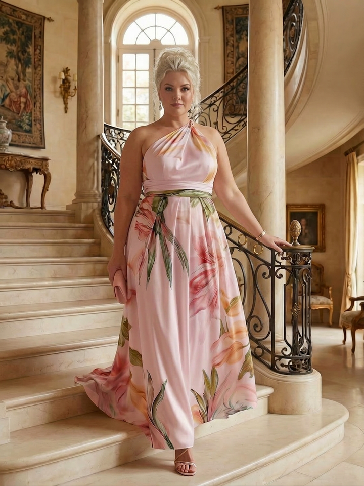 Rhea | Lys Blomstrete Maxi Kjole