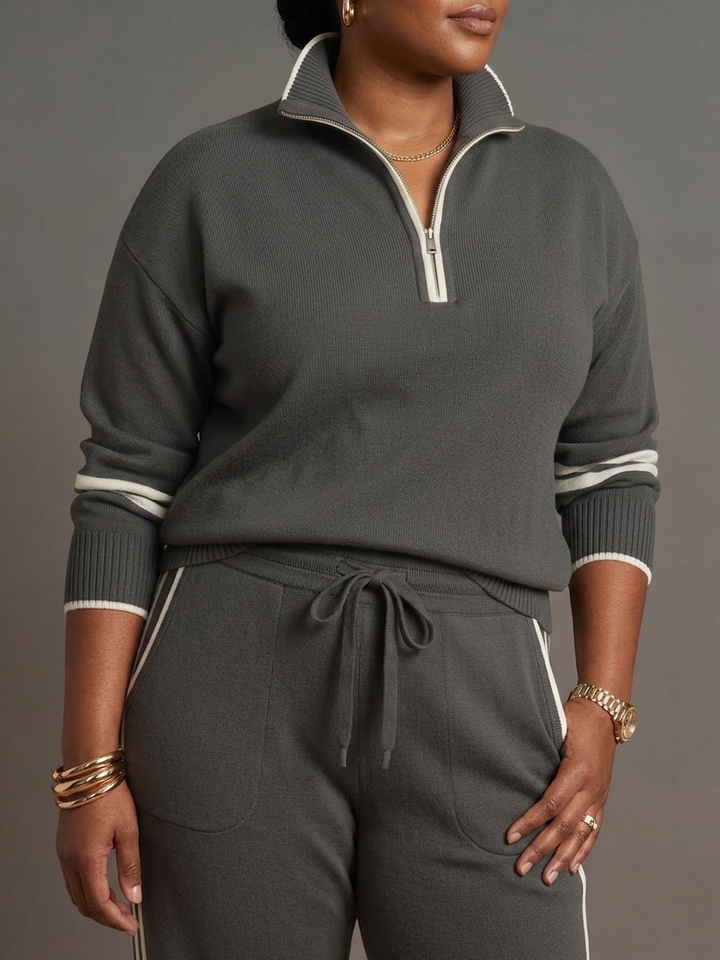 Greer | Zip Neck Langermet Side Stripe Bukse Sett