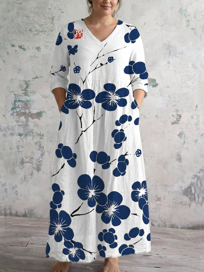 Cerys | Indigo Blossom Maxi Kjole