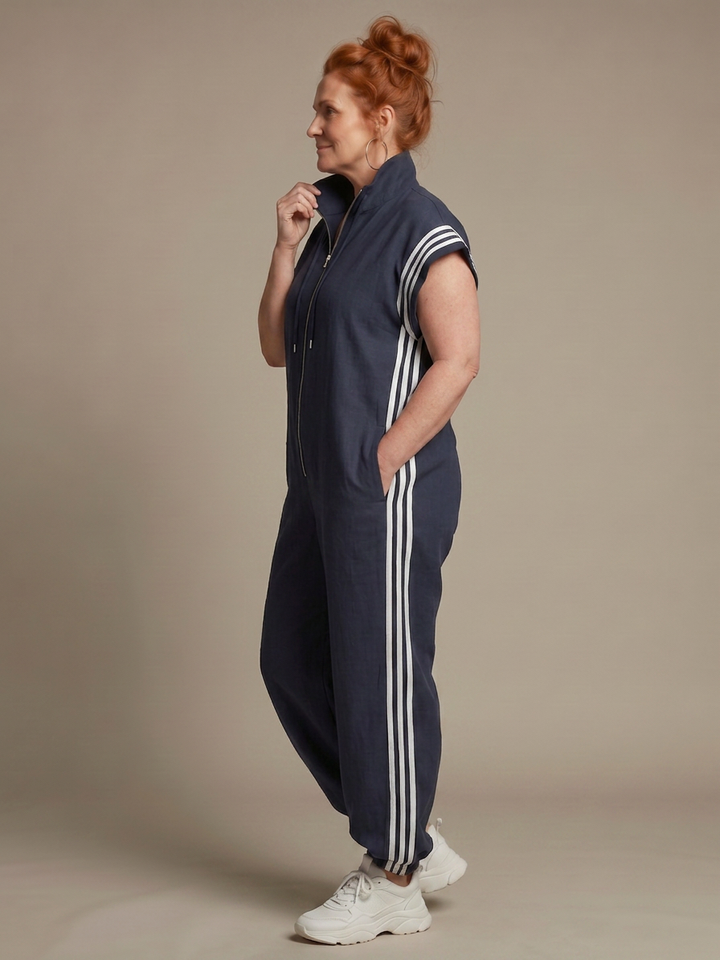 Winslow | Zip Front Stripe Panel Jumpsuit