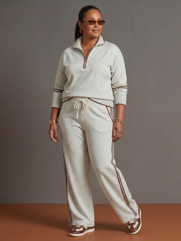 Greer | Zip Neck Langermet Side Stripe Bukse Sett