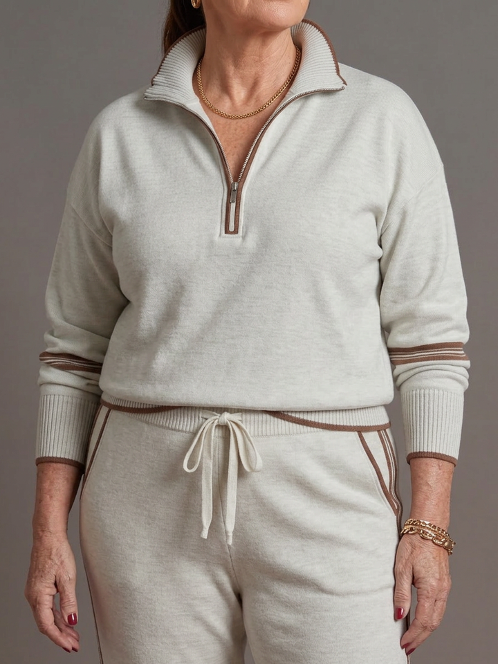 Greer | Zip Neck Langermet Side Stripe Bukse Sett