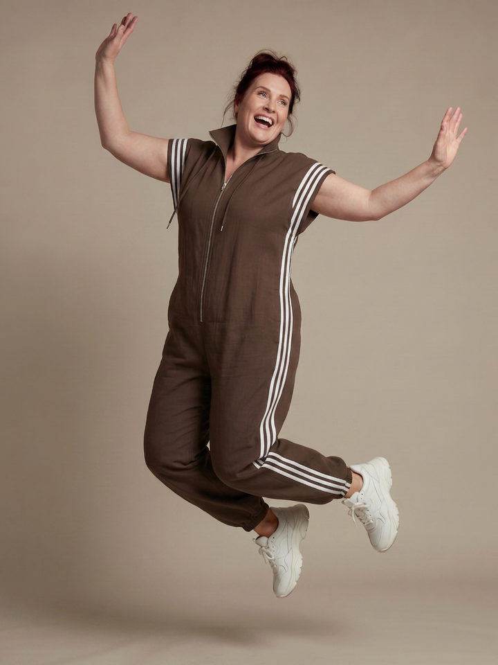 Winslow | Zip Front Stripe Panel Jumpsuit
