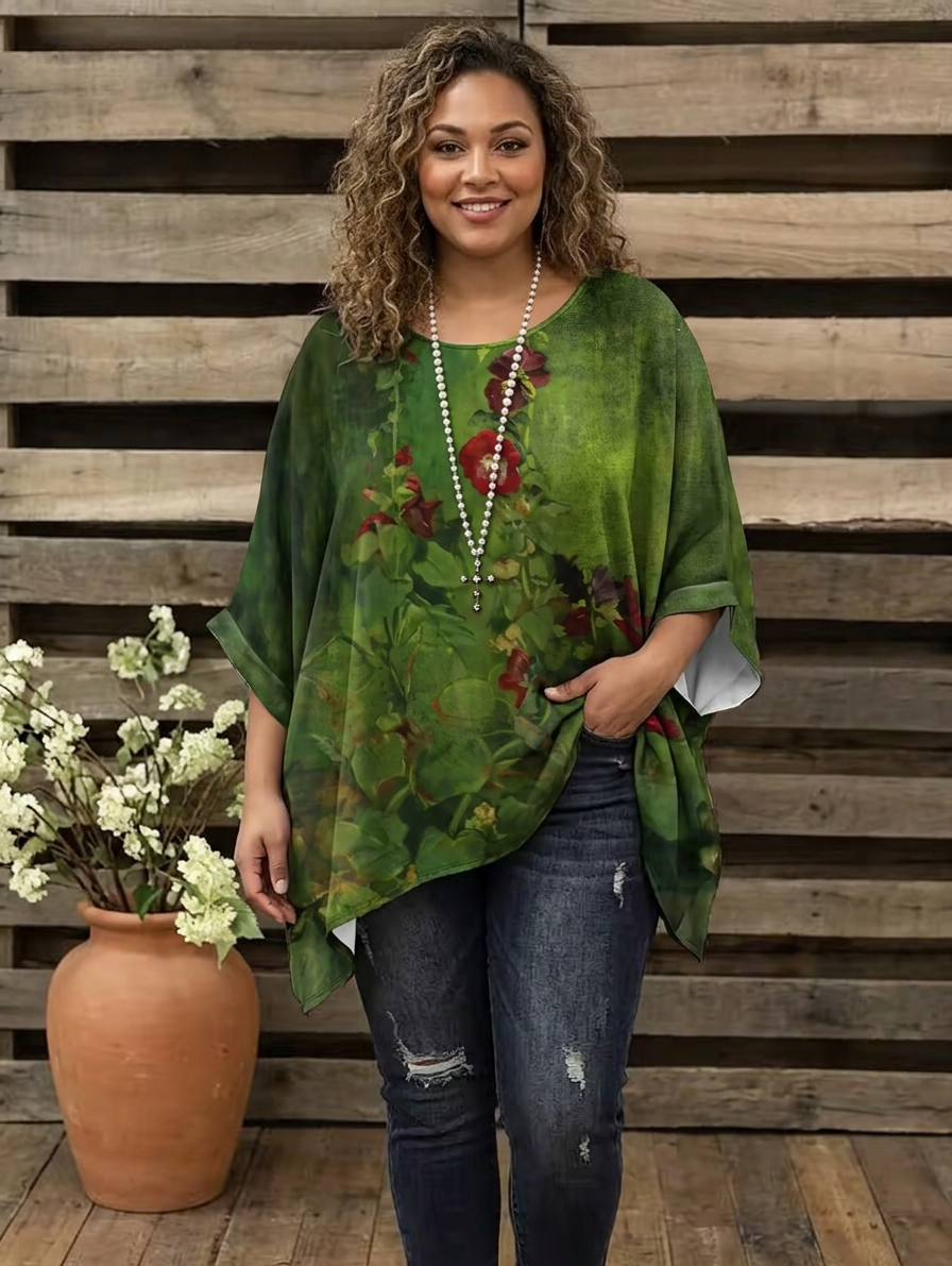 Jessamine | Vintage Bohemian Blomstertrykk T-skjorte for kvinner