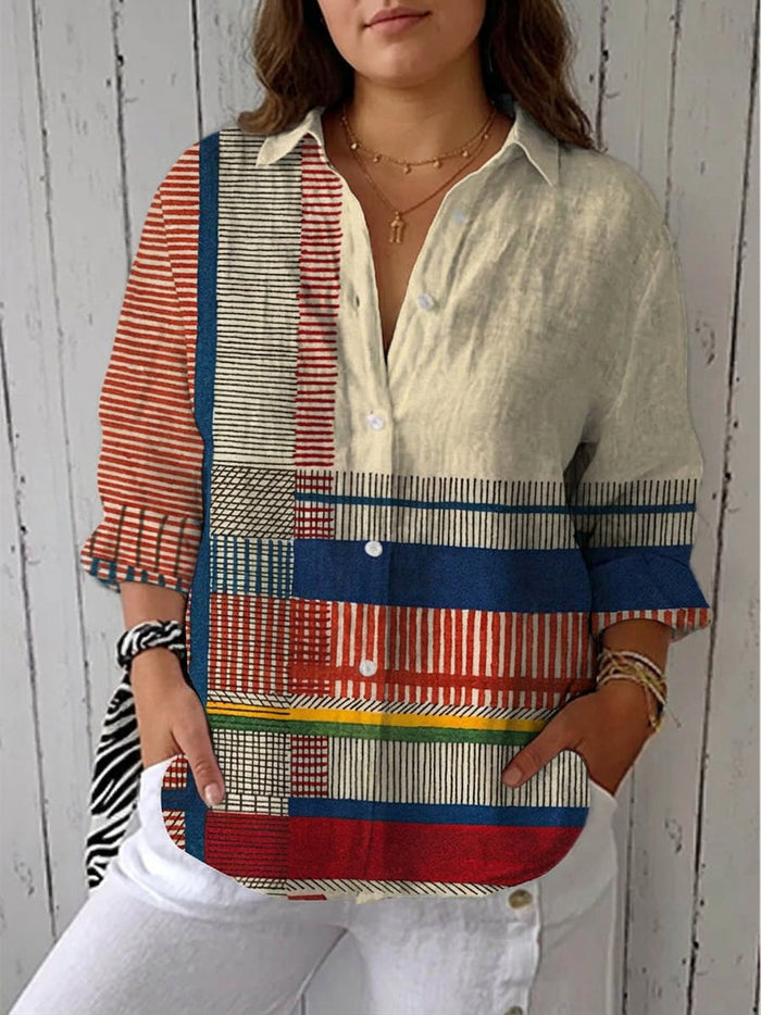 Marlowe – Stripete Patchwork Bluse