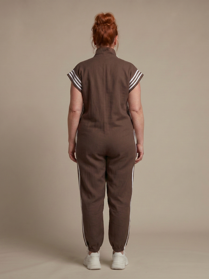 Winslow | Zip Front Stripe Panel Jumpsuit