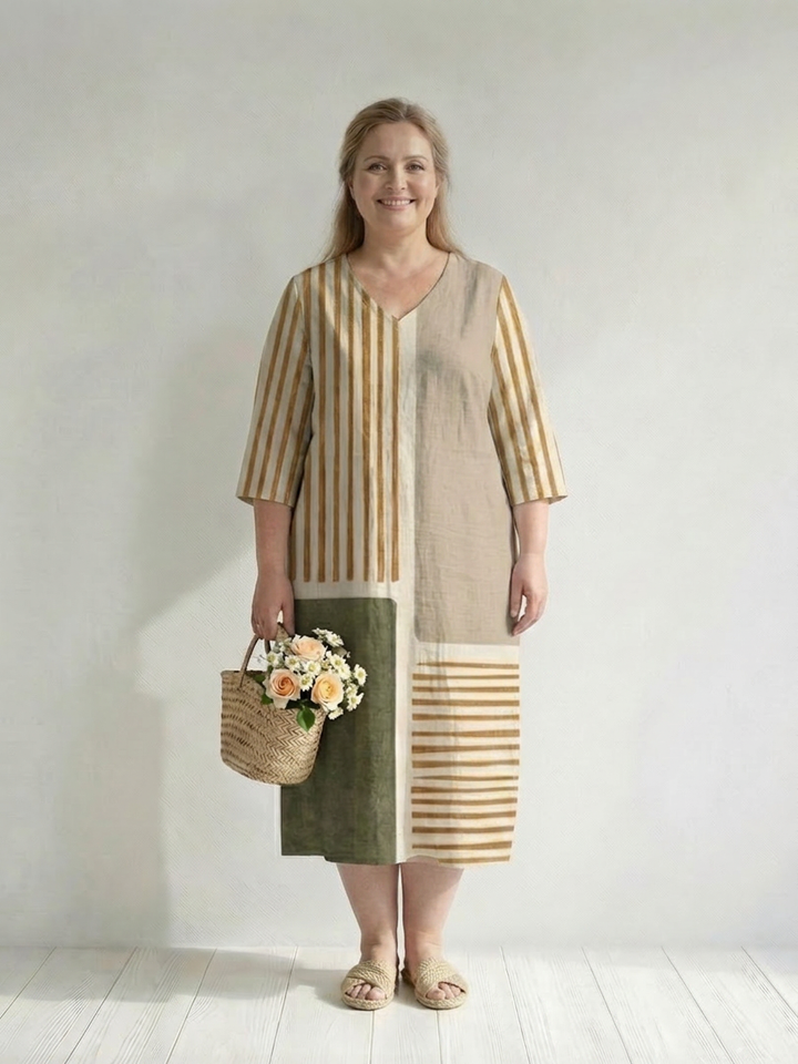 Maybelle | Lysstripet Midi Kjole