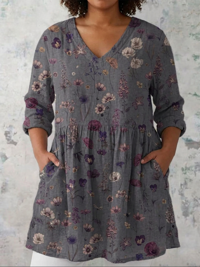 Daria | Langermet Bluse med V-Hals