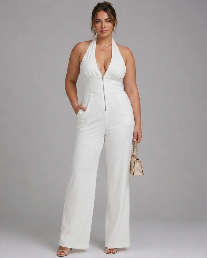 Amina | Halterneck Vid Ben Uten Ermer Jumpsuit