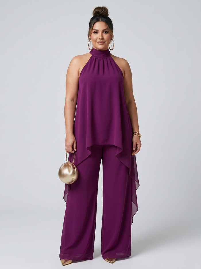 Fleur | Asymmetrisk Tunika Topp Bred Ben Bukse Sett