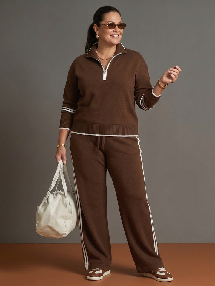 Greer | Zip Neck Langermet Side Stripe Bukse Sett