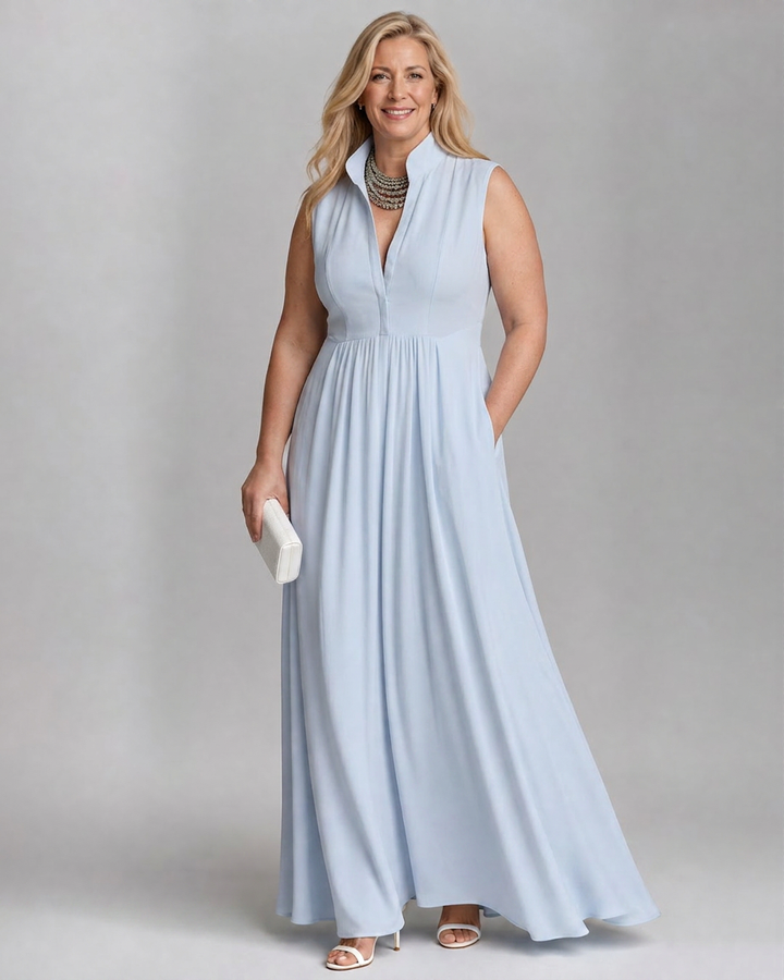 Adeline | Uten ermer Krage Flowing Bred Beina Jumpsuit