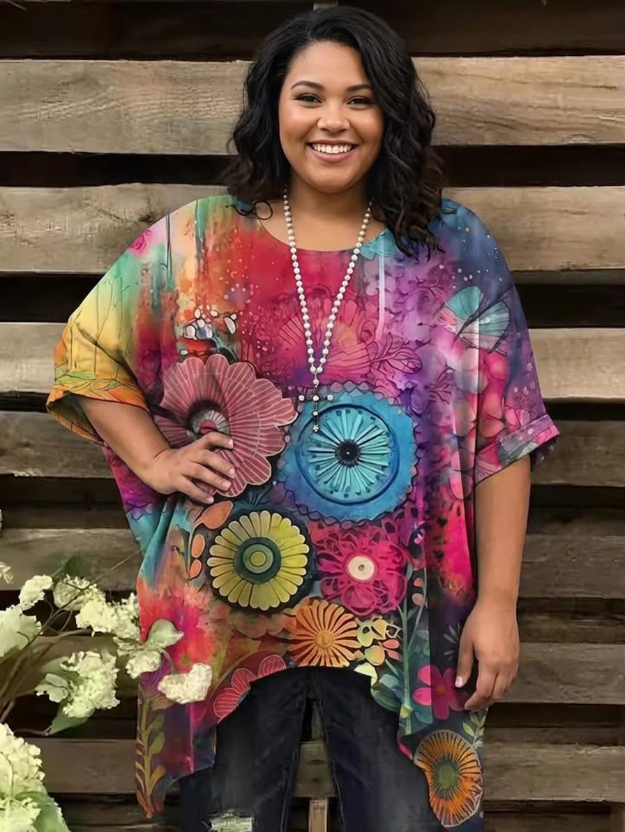 Juniper | Vintage Bohemian Blomstertrykk Dame T-skjorte