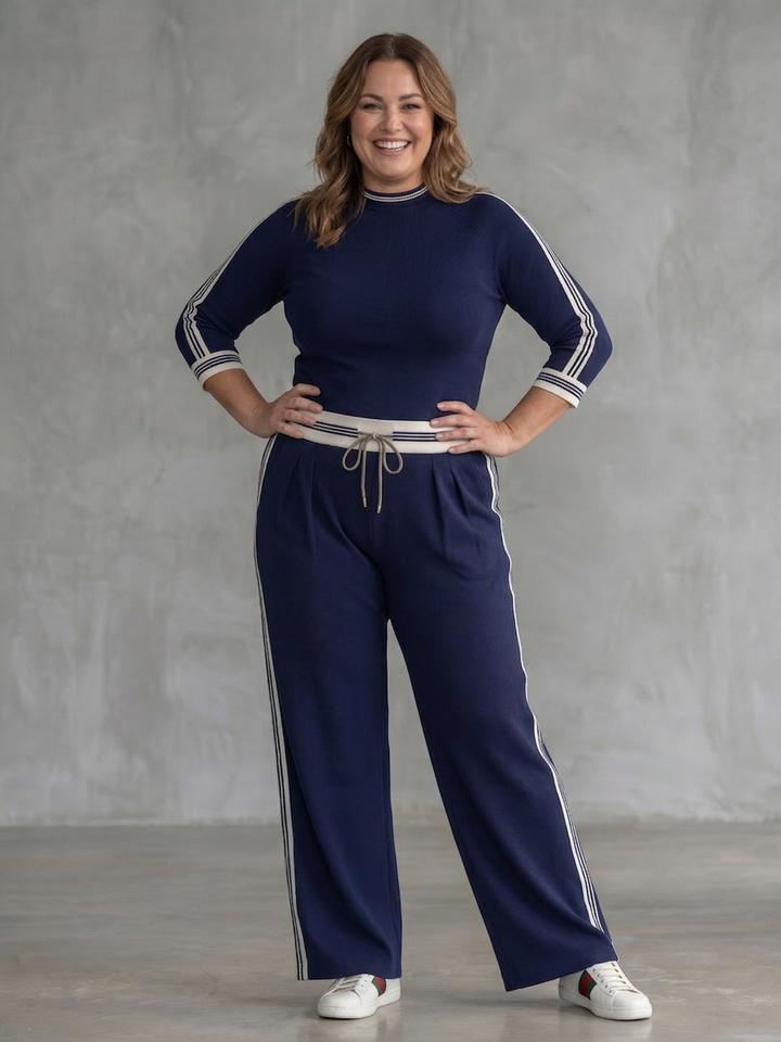 Alma | Fitted Langermet Topp Bred Beina Bukse Sett