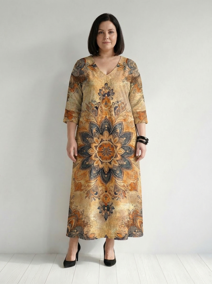 Salma | Myk Blomstrete Midi Kjole