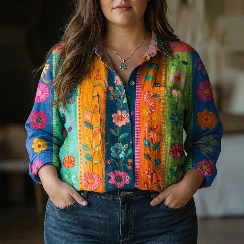 Posy | Bohemsk Mønster Vintage Bluse
