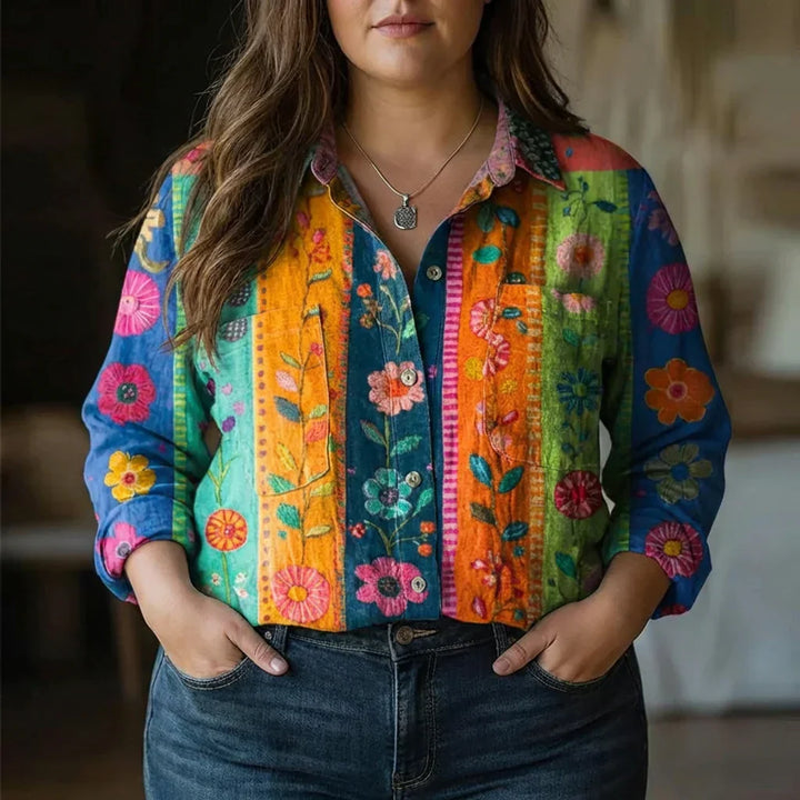 Posy | Bohemsk Mønster Vintage Bluse