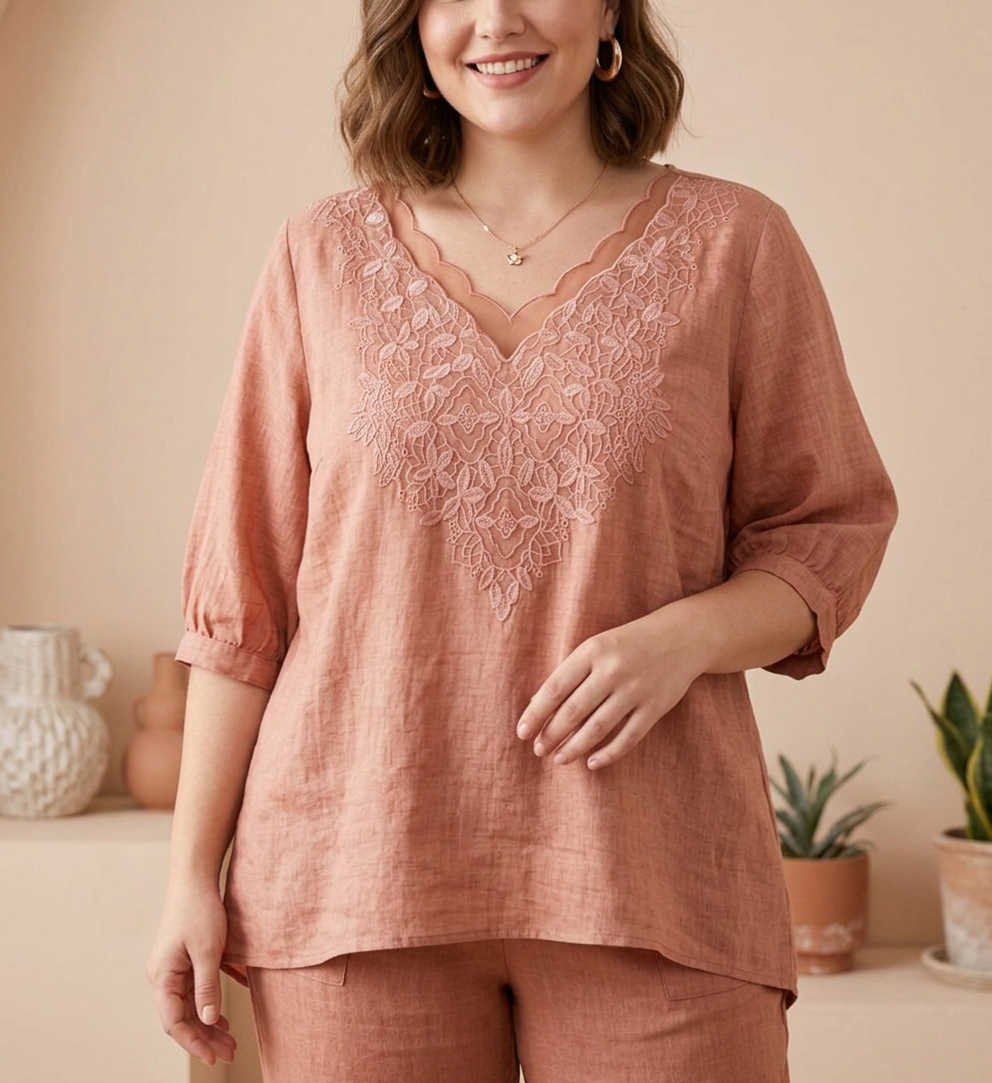 Ingrid - Brodert Uformell Stilig Tunika