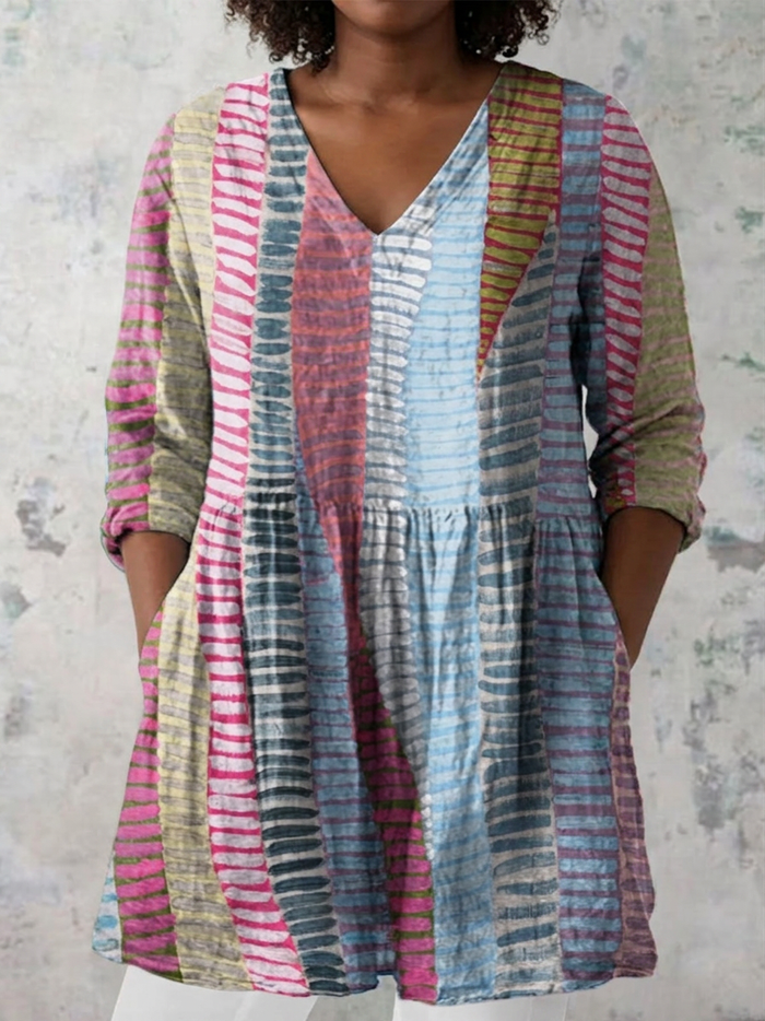Nell | Lang Bluse med V-hals