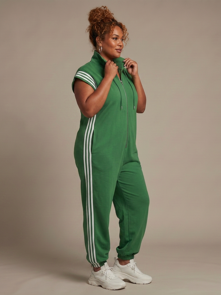 Winslow | Zip Front Stripe Panel Jumpsuit