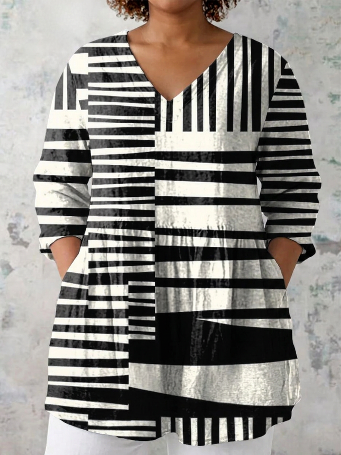Tegan | Lang Bluse med V-Hals