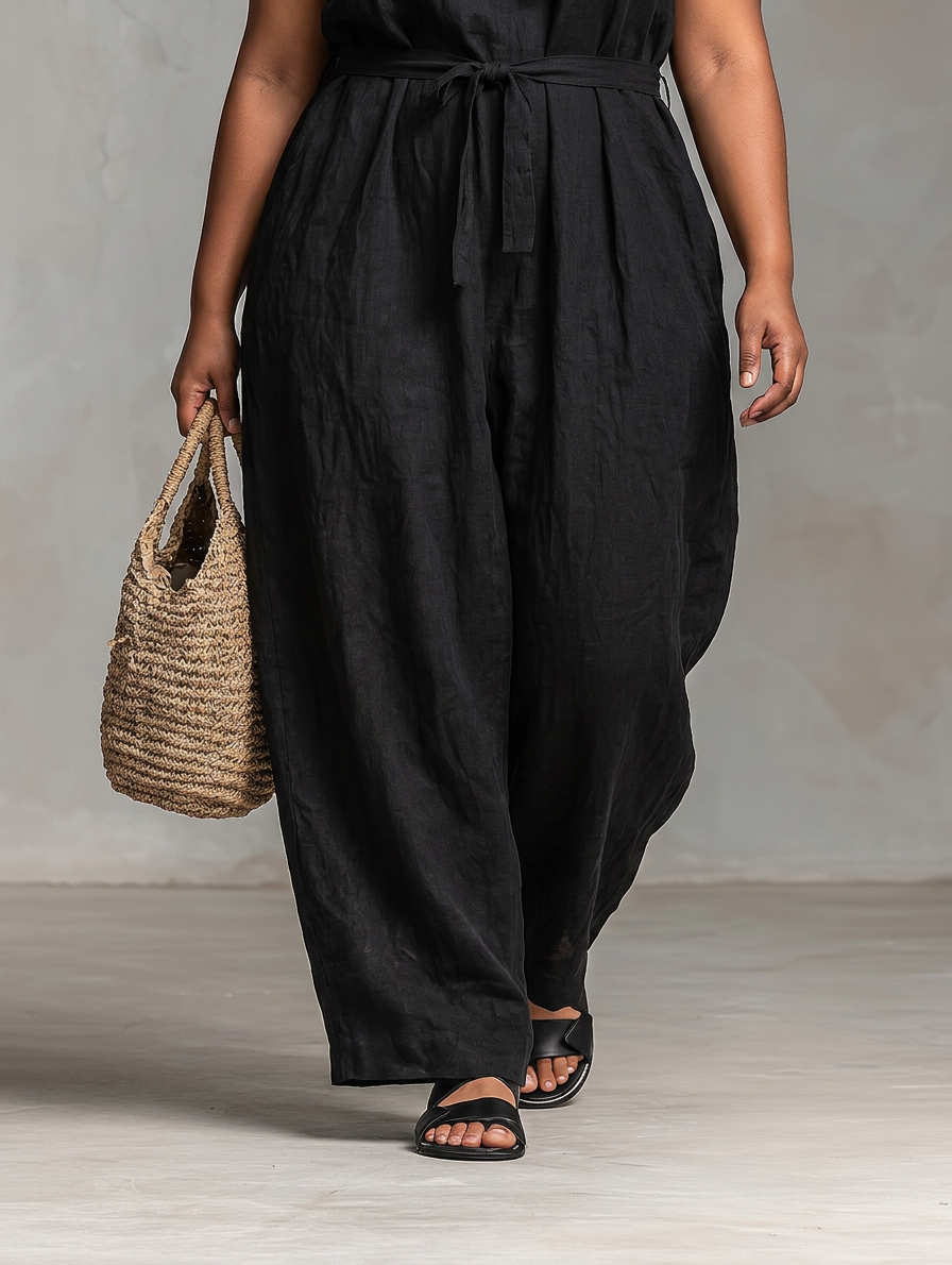 Vera - Løs-Fit Lin-Blanding Uten Stropper Jumpsuit