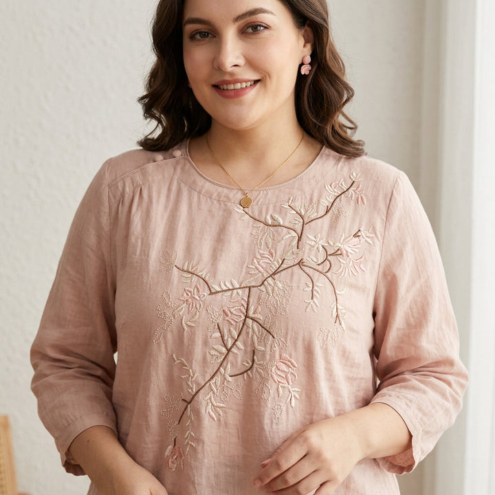 Isadora - Ren Bomull Brodert Dame Topp