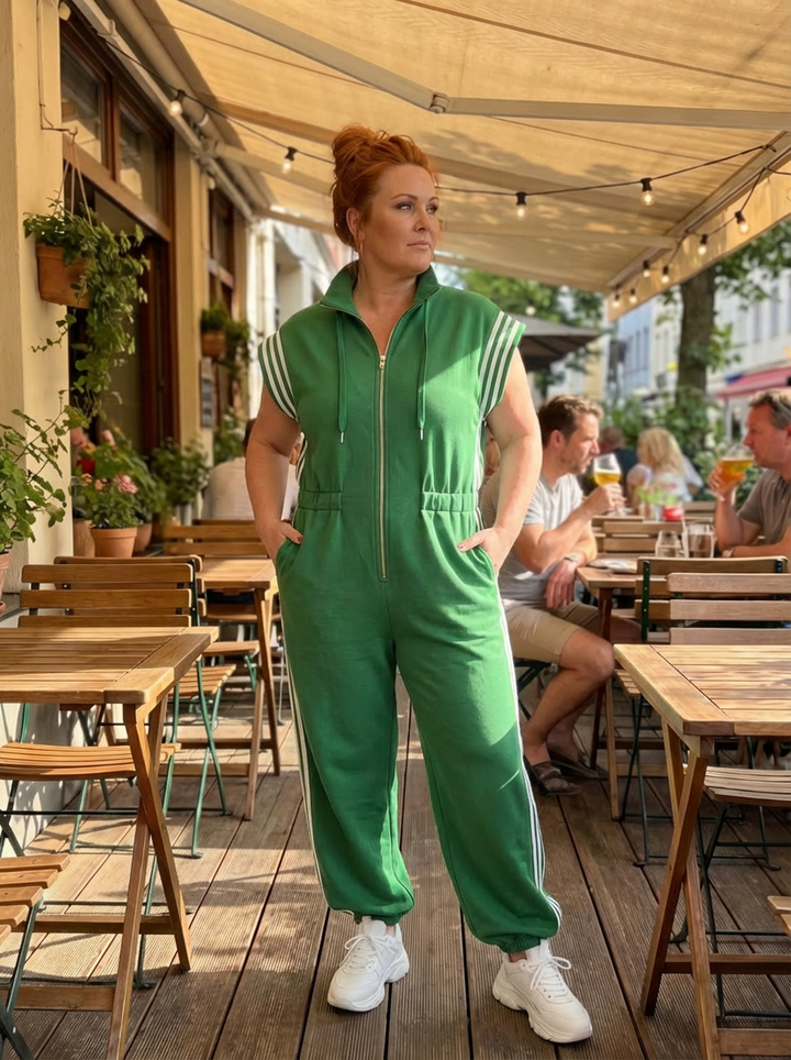 Winslow | Zip Front Stripe Panel Jumpsuit