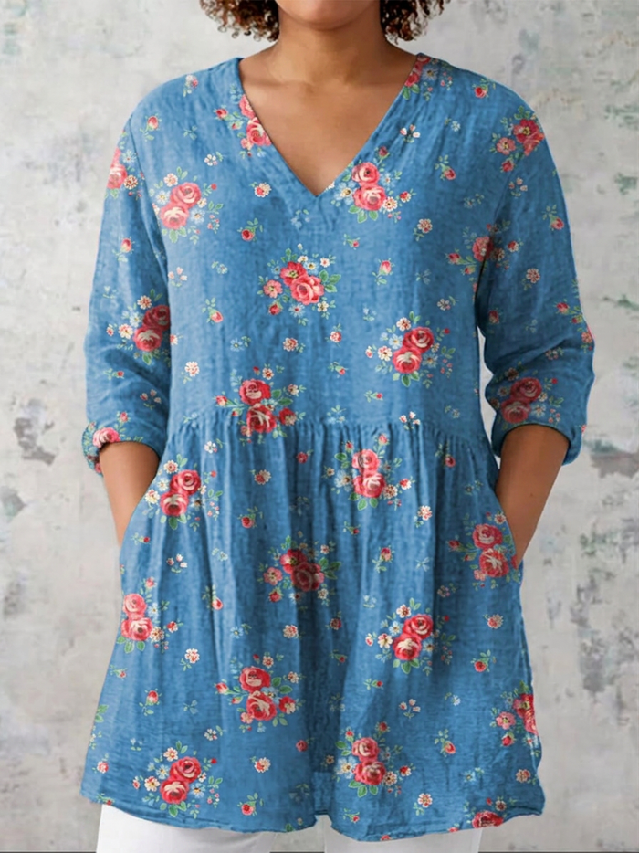 Isabeau | Lang Bluse med V-hals