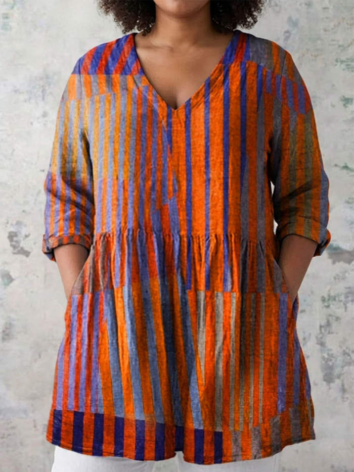 Alma | Lang Bluse med V-Hals