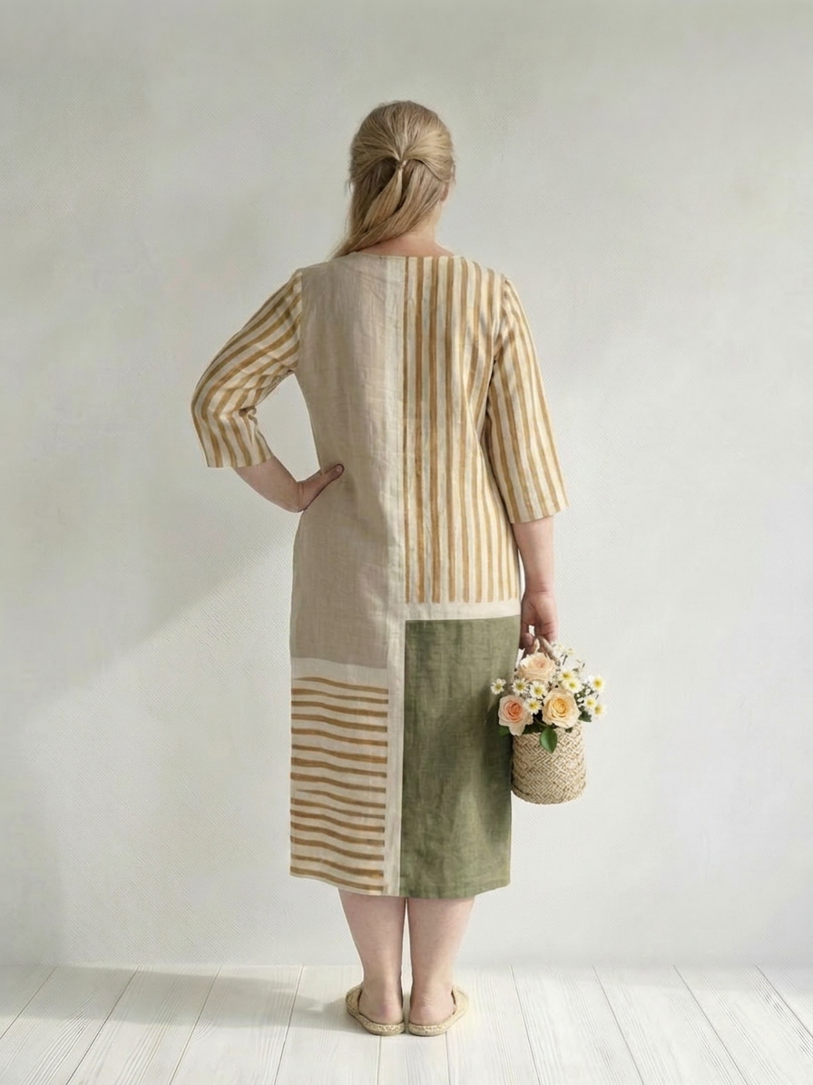 Maybelle | Lysstripet Midi Kjole